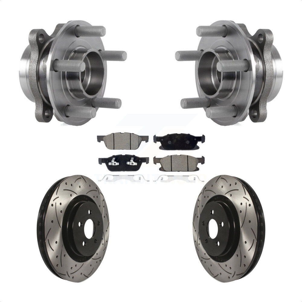 Hub Bearing Assembly Drilled Slot Brake Rotor Pad Front Kit For Lincoln Nautilus
