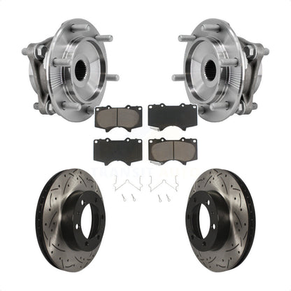 Hub Bearing Drilled Slot Brake Rotor Pads Front Kit For Toyota Tacoma 4Runner FJ