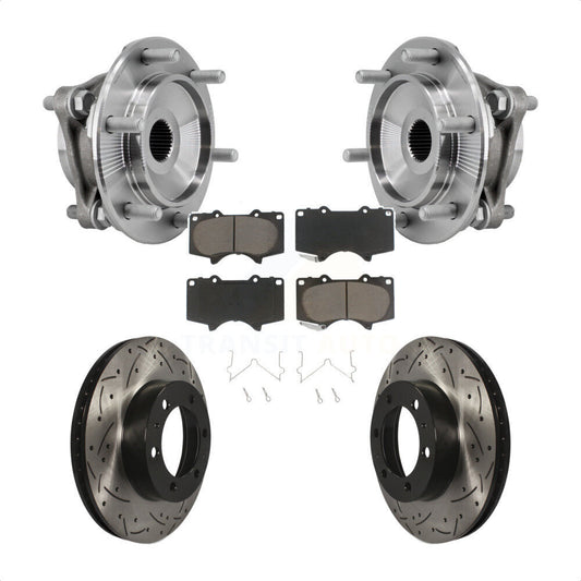 Hub Bearing Drilled Slot Brake Rotor Pads Front Kit For Toyota Tacoma 4Runner FJ
