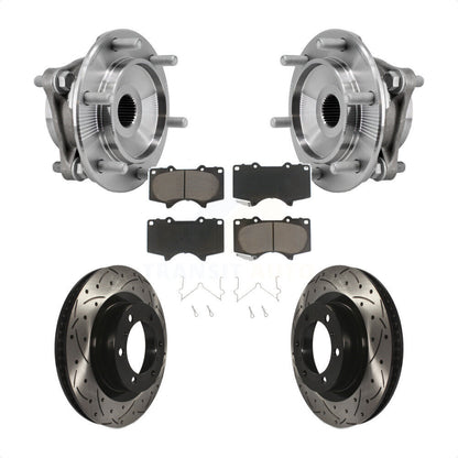 Hub Bearing Drill Slot Brake Rotor Pads Front Kit For Toyota 4Runner Lexus GX460