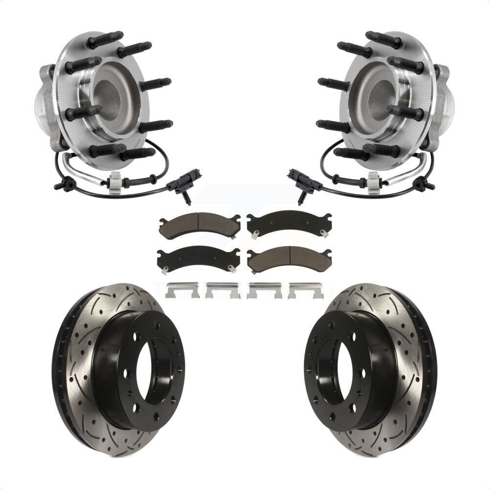 Hub Bearing Drill Slot Brake Rotor Pad Front Kit For 2018 Chevrolet Express 2500