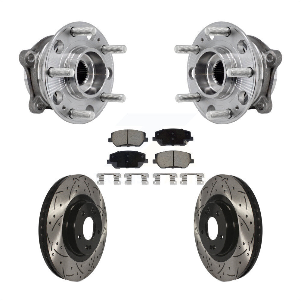 Hub Bearing Drill Slot Brake Rotor Pads Front Kit For 2019-2020 Hyundai Santa Fe