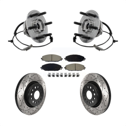 Hub Bearing Assembly Coated Drilled Slot Brake Rotor Pads Front Kit For Ram 1500