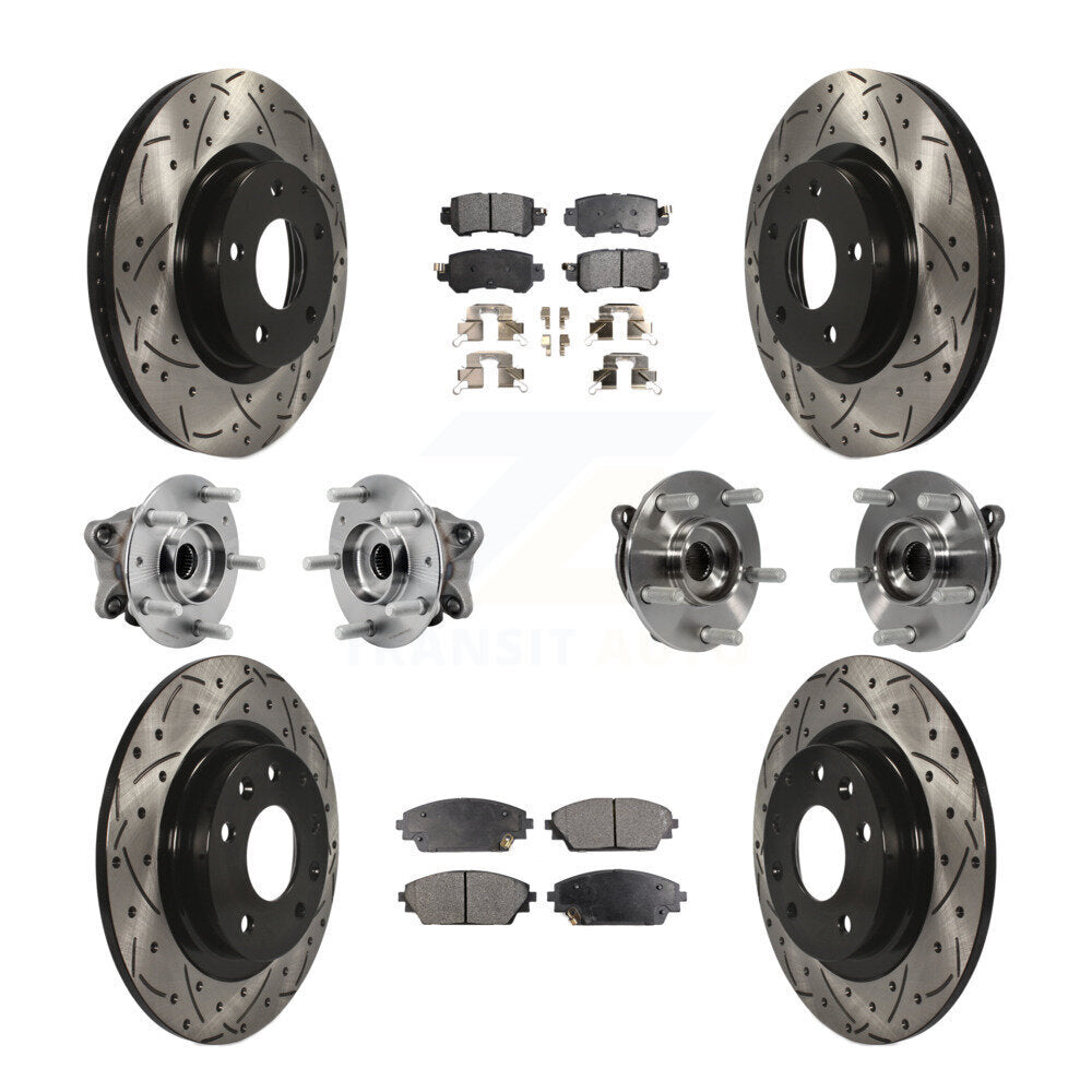 Hub Bearing Coat Brake Rotor Pads Front Rear Kit (10Pc) For 16-18 Mazda CX-3 AWD