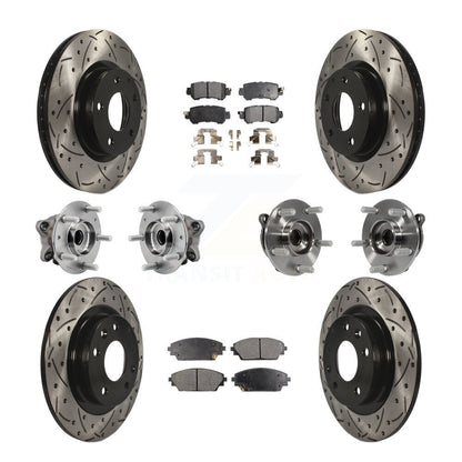 Hub Bearing Coat Brake Rotor Pads Front Rear Kit (10Pc) For 16-18 Mazda CX-3 AWD