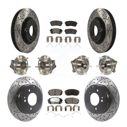 Hub Bearing Coated Disc Brake Rotor Pad Front Rear Kit (10Pc) For Hyundai Sonata