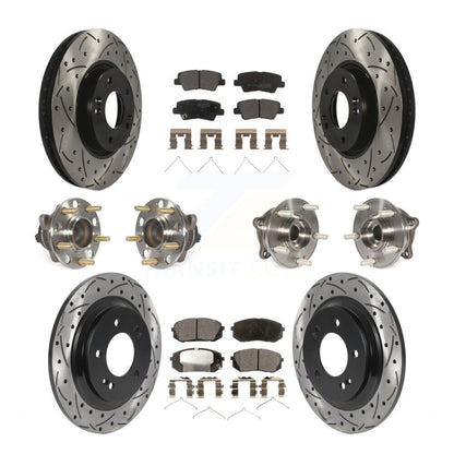 Hub Bearing Coated Disc Brake Rotor Pad Front Rear Kit (10Pc) For Hyundai Sonata