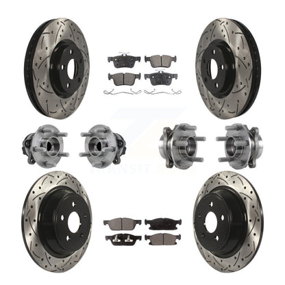 Hub Bearing Coated Brake Rotor Pad Front Rear Kit (10Pc) For 15-18 Ford Edge FWD