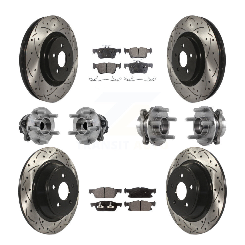 Hub Bearing Coat Brake Rotor Pad Front Rear Kit (10Pc) For Ford Edge Lincoln MKX