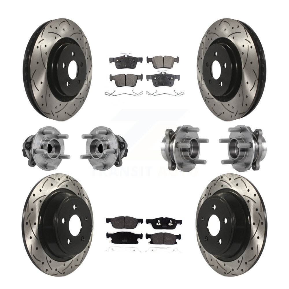 Hub Bearing Coated Brake Rotor Pad Front Rear Kit (10Pc) For Lincoln Continental