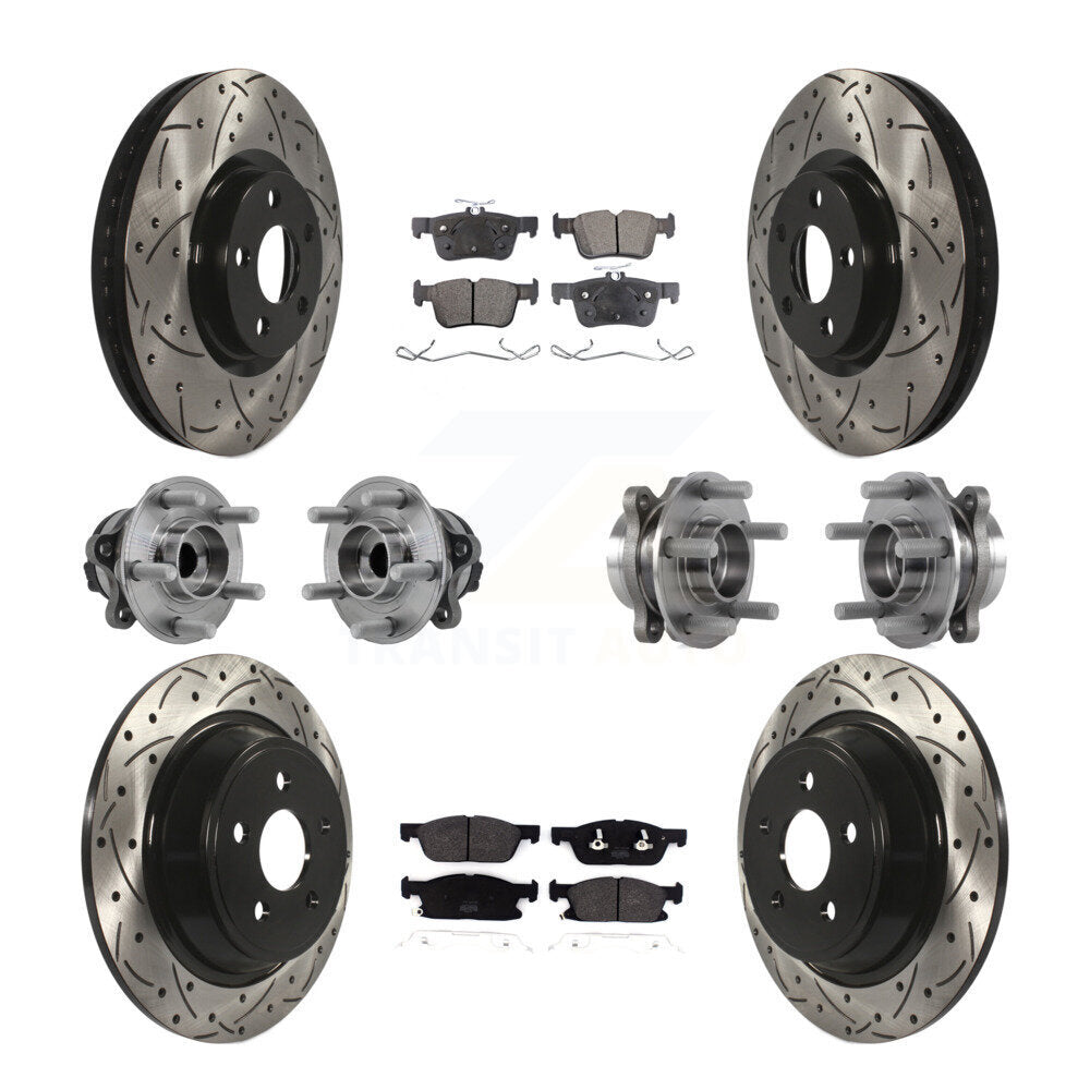 Hub Bearing Coated Brake Rotor Pad Front Rear Kit (10Pc) For Lincoln Continental