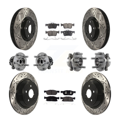 Hub Bearing Coated Brake Rotor Pad Front Rear Kit (10Pc) For Lincoln Continental