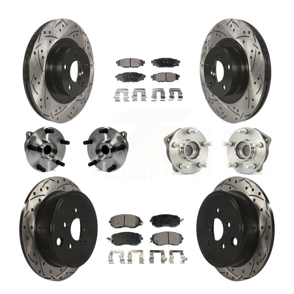 Hub Bearing Coated Disc Brake Rotor Pad Front Rear Kit (10Pc) For Subaru Impreza