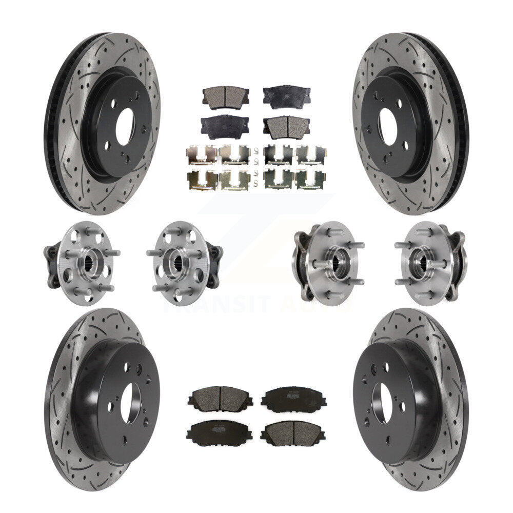 Hub Bearing Coated Disc Brake Rotor & Pad Front Rear Kit (10Pc) For Toyota Camry
