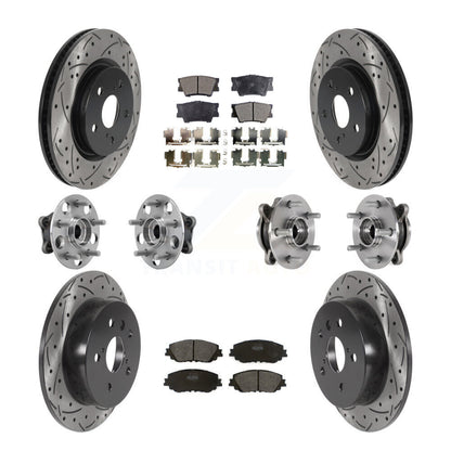 Hub Bearing Coated Disc Brake Rotor & Pad Front Rear Kit (10Pc) For Toyota Camry