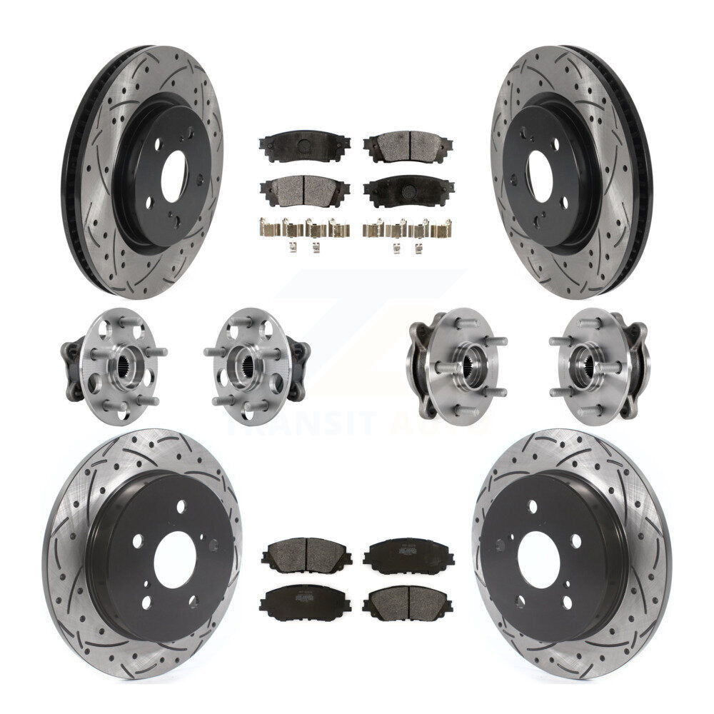 Hub Bearing Coated Brake Rotor Pads Front Rear Kit (10Pc) For Toyota Camry Lexus