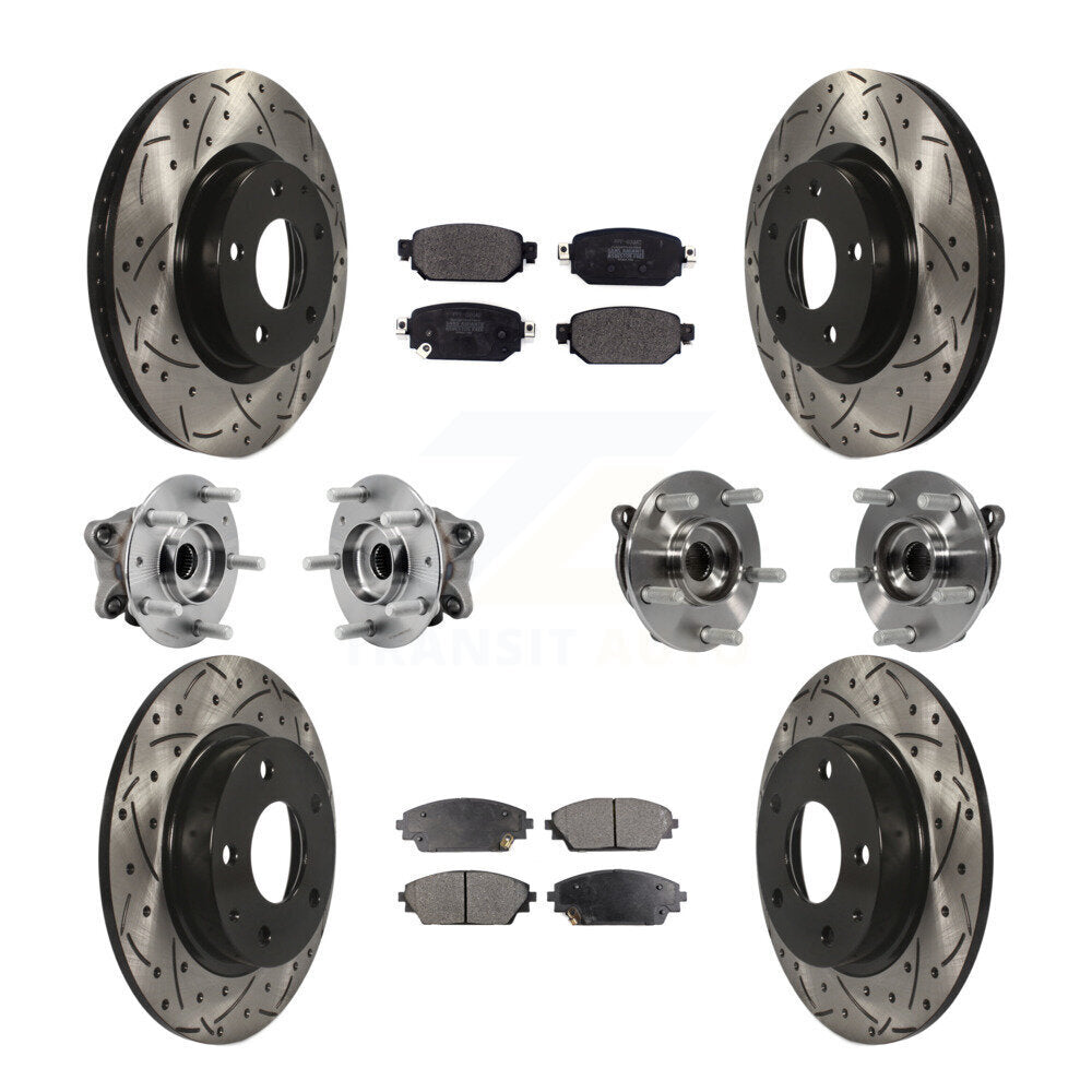Hub Bearing Coat Brake Rotor Pads Front Rear Kit (10Pc) For 19-21 Mazda CX-3 AWD