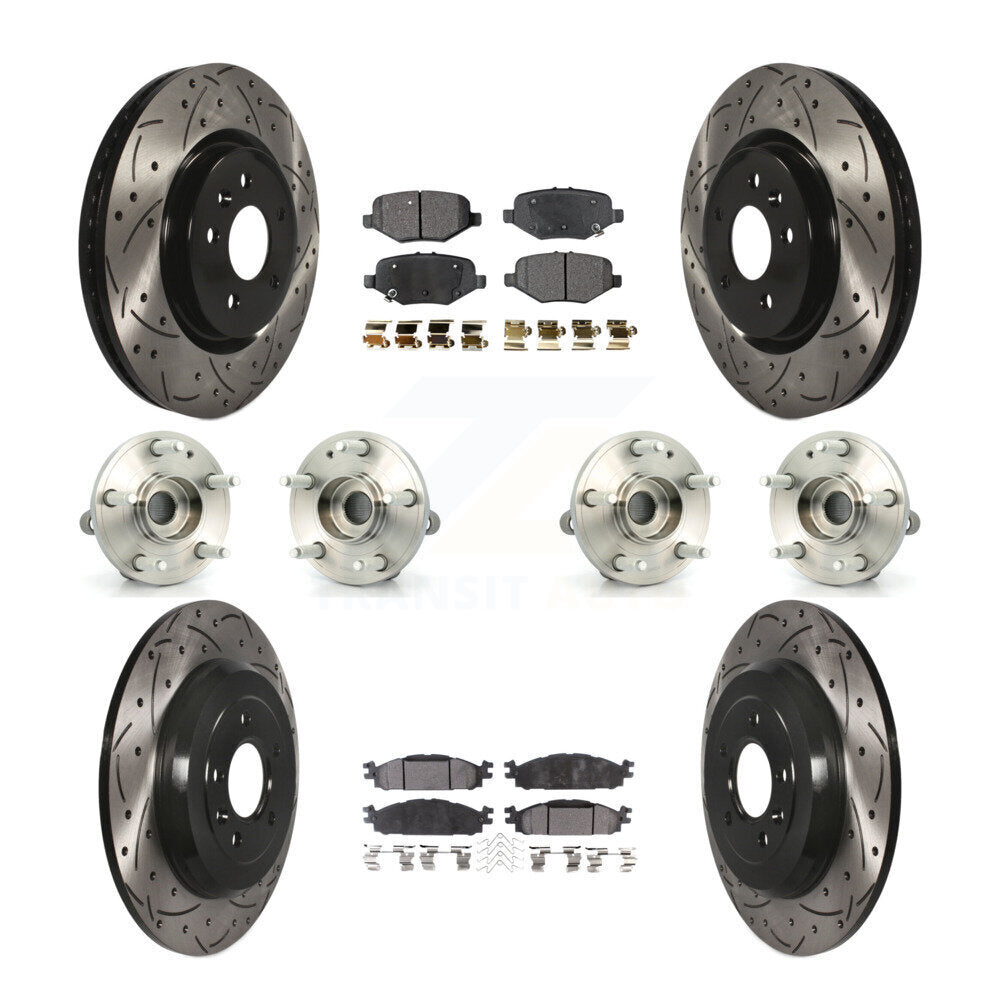 Hub Bearing Coated Disc Brake Rotor Pads Front Rear Kit (10Pc) For Ford Explorer