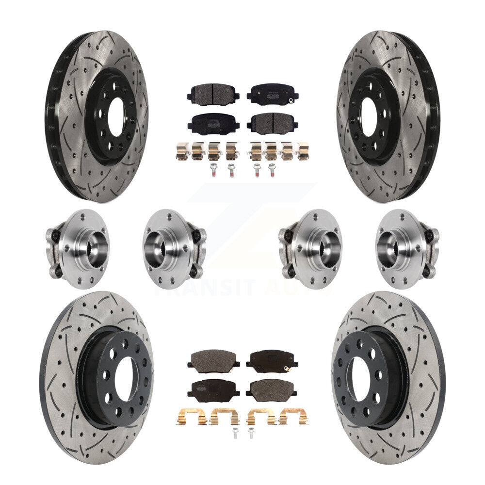 Hub Bearing Coated Brake Rotor Pads Front Rear Kit (10Pc) For Jeep Renegade Fiat