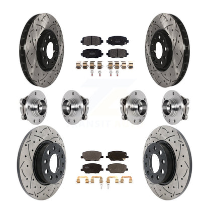 Hub Bearing Coated Brake Rotor Pads Front Rear Kit (10Pc) For Jeep Renegade Fiat