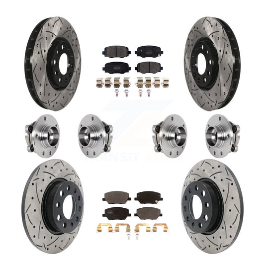 Hub Bearing Coated Brake Rotor Pads Front Rear Kit (10Pc) For Jeep Renegade Fiat