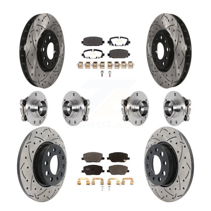 Hub Bearing Coated Brake Rotor & Pads Front Rear Kit (10Pc) For Jeep Compass AWD