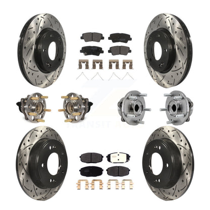 Hub Bearing Coated Disc Brake Rotors And Pads Front Rear Kit (10Pc) For Kia Soul