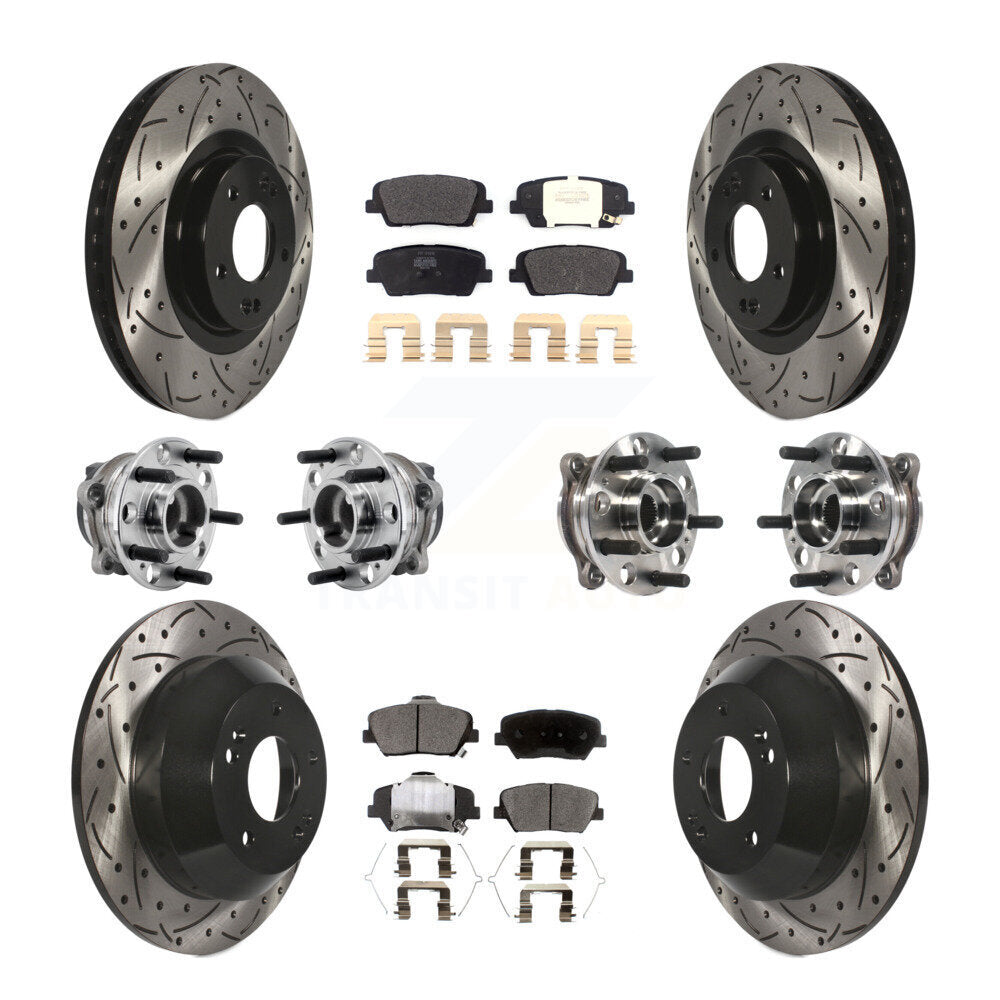 Hub Bearing Coat Brake Rotor Pad Front Rear Kit (10Pc) For 16-20 Kia Sorento FWD