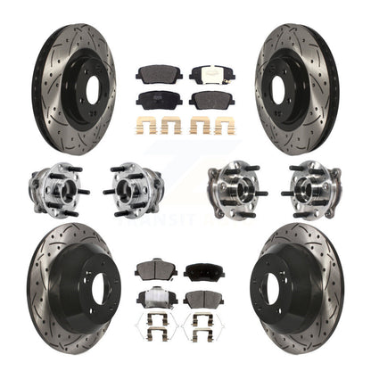 Hub Bearing Coat Brake Rotor Pad Front Rear Kit (10Pc) For 16-20 Kia Sorento FWD