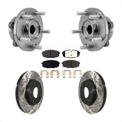 Hub Bearing Assembly Coated Drilled Slot Brake Rotor Pads Front Kit For Kia Soul