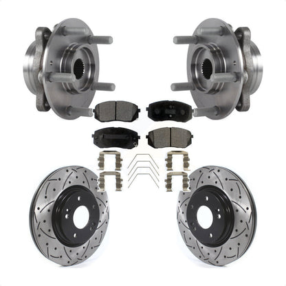 Hub Bearing Drilled Slot Brake Rotor Pad Front Kit For Kia Forte Hyundai Elantra