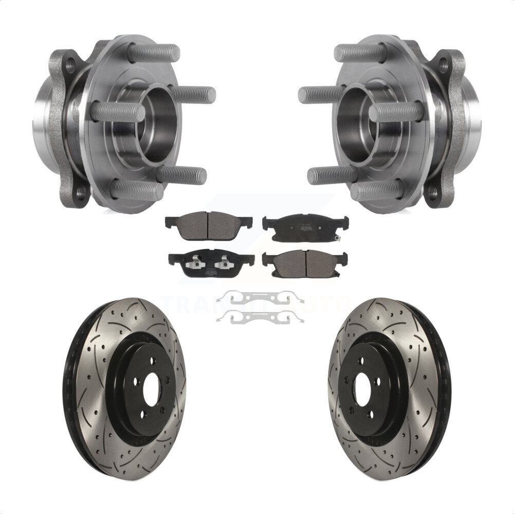 Hub Bearing Assembly Drilled Slot Brake Rotor Pad Front Kit For Lincoln Nautilus