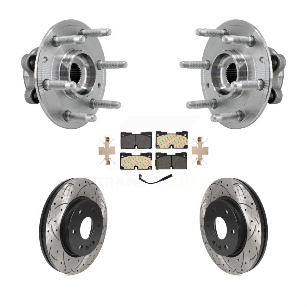 Hub Bearing Drill Slot Brake Rotor Pads Front Kit For Chevrolet GMC Silverado XL