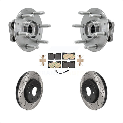 Hub Bearing Drill Slot Brake Rotor Pads Front Kit For Chevrolet GMC Silverado XL