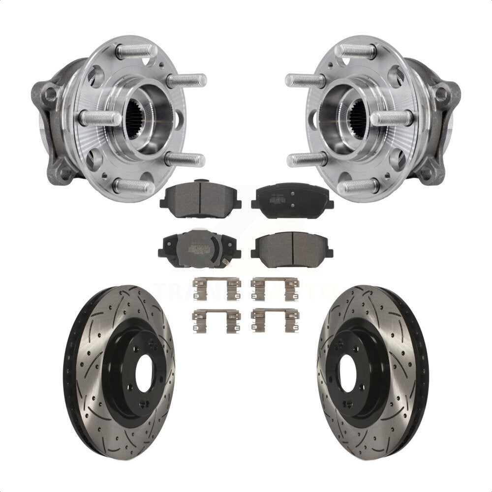 Hub Bearing Drill Slot Brake Rotor Pads Front Kit For 2019-2020 Hyundai Santa Fe
