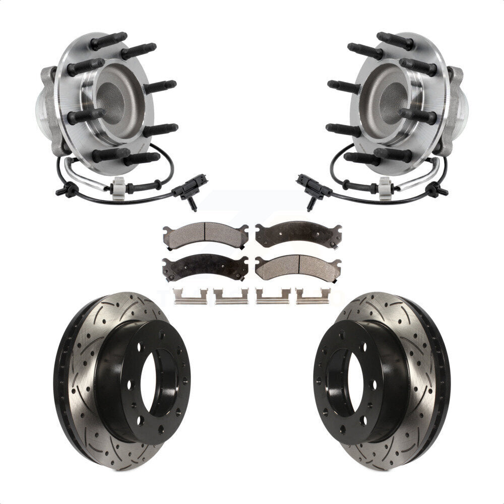 Hub Bearing Drill Slot Brake Rotor Pad Front Kit For 2018 Chevrolet Express 2500
