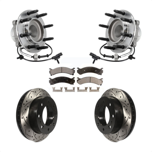 Hub Bearing Drill Slot Brake Rotor Pad Front Kit For 2018 Chevrolet Express 2500
