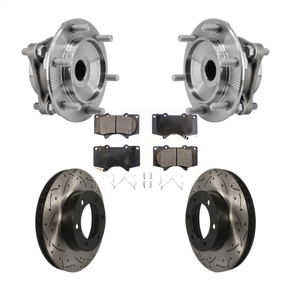 Hub Bearing Drilled Slot Brake Rotor Pads Front Kit For Toyota Tacoma 4Runner FJ