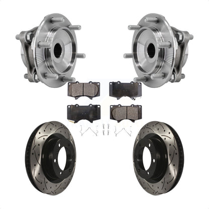 Hub Bearing Drill Slot Brake Rotor Pads Front Kit For Toyota 4Runner Lexus GX460