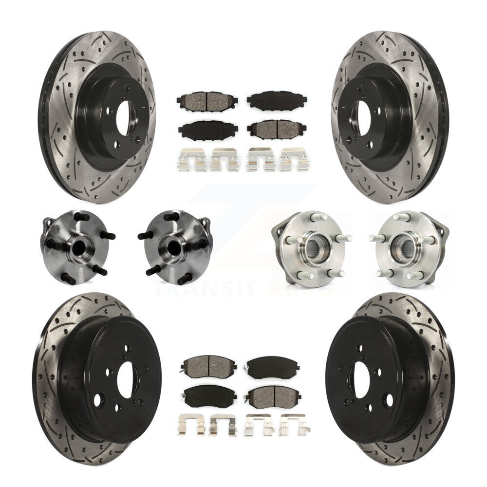 Hub Bearing Coated Disc Brake Rotor Pad Front Rear Kit (10Pc) For Subaru Impreza