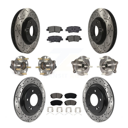 Hub Bearing Coated Disc Brake Rotor Pad Front Rear Kit (10Pc) For Hyundai Sonata