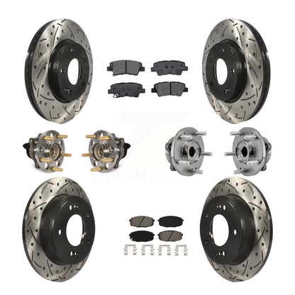 Hub Bearing Coated Disc Brake Rotors And Pads Front Rear Kit (10Pc) For Kia Soul