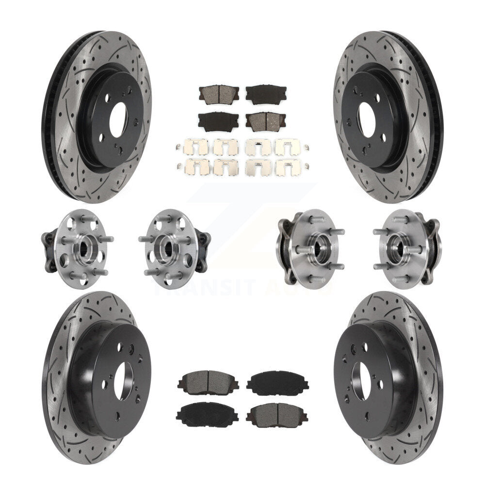 Hub Bearing Coated Disc Brake Rotor & Pad Front Rear Kit (10Pc) For Toyota Camry
