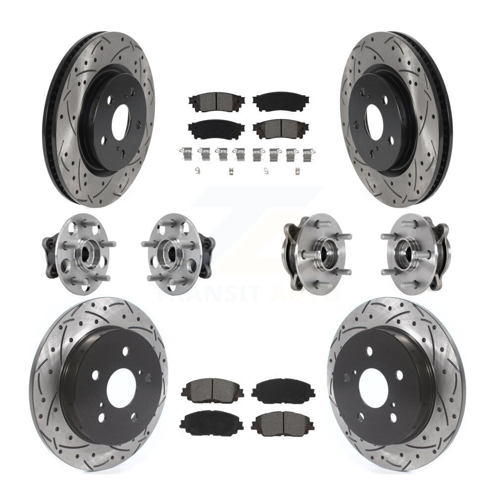 Hub Bearing Coated Brake Rotor Pads Front Rear Kit (10Pc) For Toyota Camry Lexus