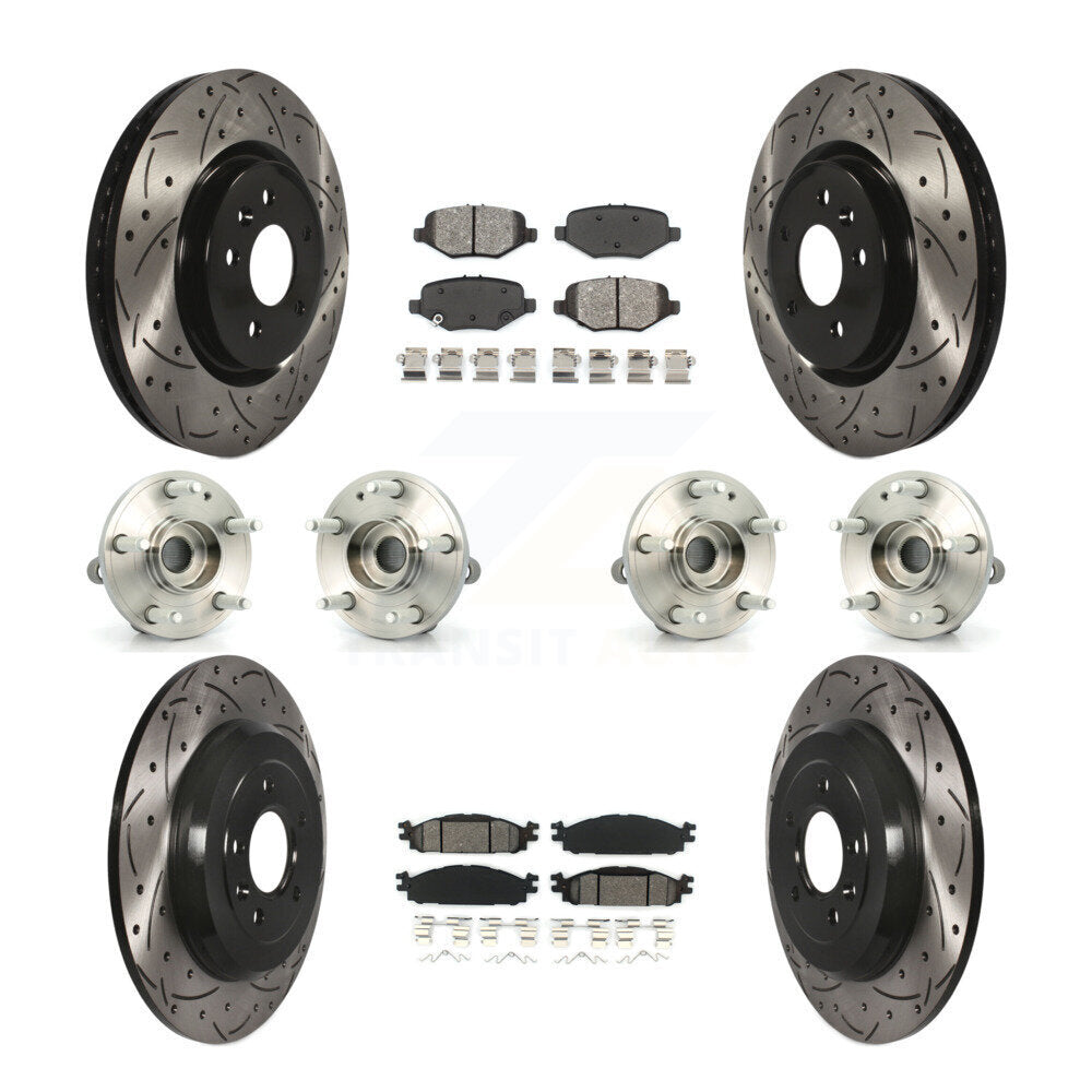 Hub Bearing Coated Disc Brake Rotor Pads Front Rear Kit (10Pc) For Ford Explorer