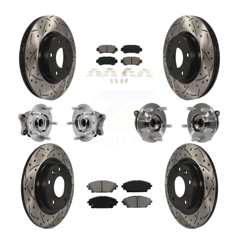 Hub Bearing Coat Brake Rotor Pads Front Rear Kit (10Pc) For 16-18 Mazda CX-3 AWD