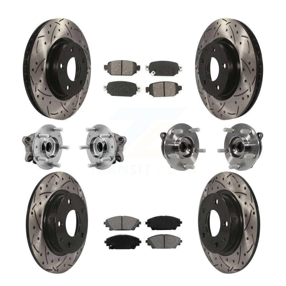 Hub Bearing Coat Brake Rotor Pads Front Rear Kit (10Pc) For 19-21 Mazda CX-3 AWD