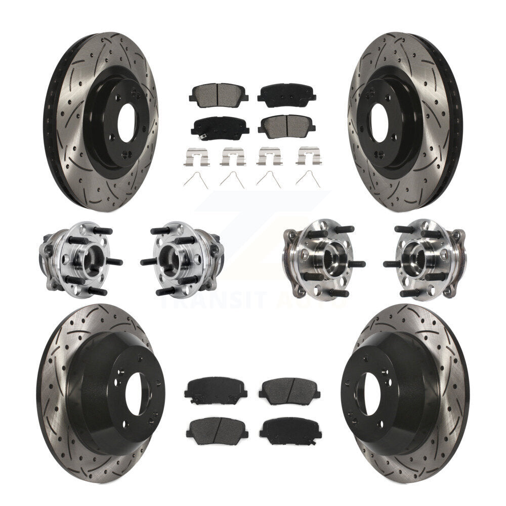Hub Bearing Coat Brake Rotor Pad Front Rear Kit (10Pc) For 16-20 Kia Sorento FWD