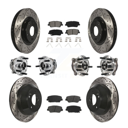 Hub Bearing Coat Brake Rotor Pad Front Rear Kit (10Pc) For 16-20 Kia Sorento FWD