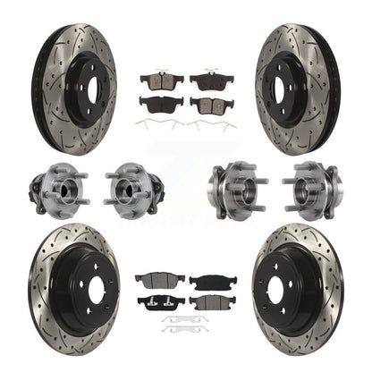 Hub Bearing Coated Brake Rotor Pad Front Rear Kit (10Pc) For 15-18 Ford Edge FWD